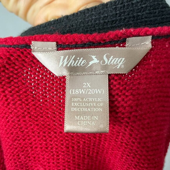 Vintage Christmas Sweater Vest Reindeer Embroider Applique Women Size 2X Holiday - Picture 3 of 12